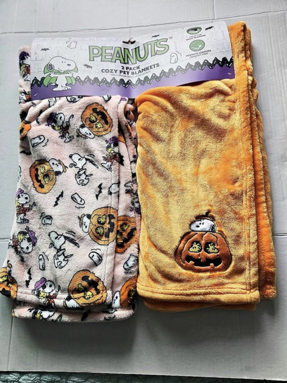 Peanuts Cozy 2 Pack Pet Blankets Orange & Pink